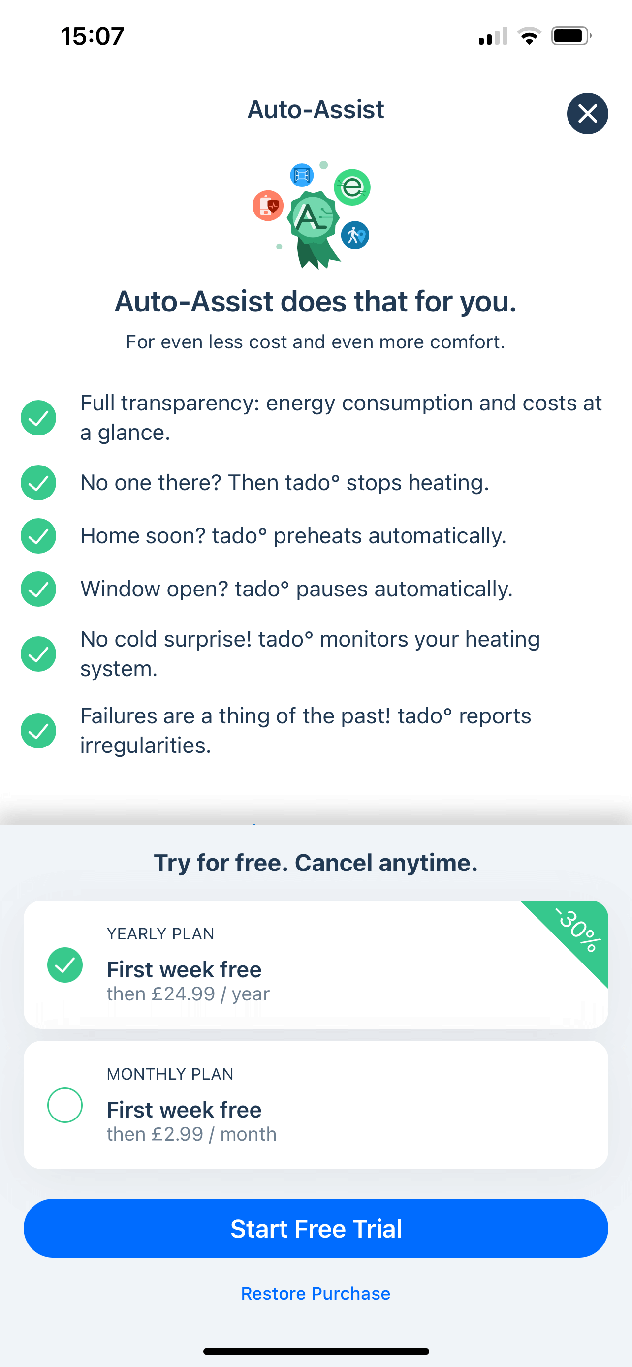 Tado App auto assist